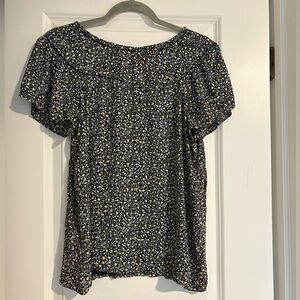 Loft black and yellow Floral Print Blouse size medium